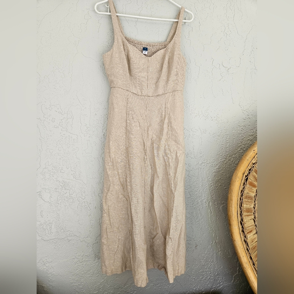 Old Navy Womens Blend Cream Oatmeal Dress M Airy Boho Vacation Flirty - Picture 5 of 7